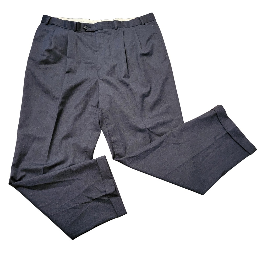 Ralph Lauren 40x32 Charcoal Grey Wool Pleated Cuffed Dress Pants Canada Academia